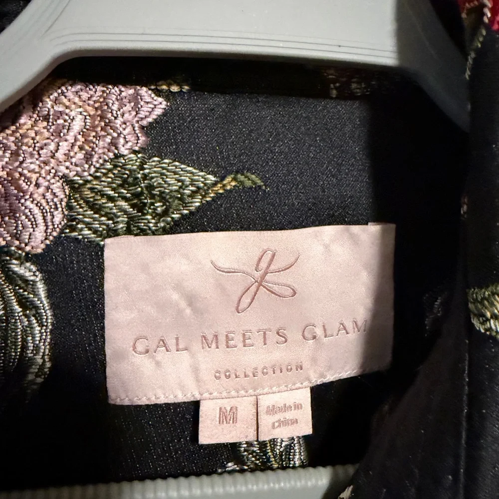 Gal Meets Glam Dominique‎ Coat Size Medium Floral Embroidered Longline Belted